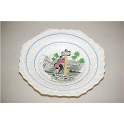 7" STAFFORDSHIRE TRANSFER CHILDS PLATE - STAFFORDSHIRE TRANS