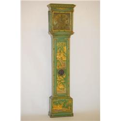 18TH CENT. JAPANED TALL CLOCK-ENG. FLAT TOP TALL CLOCK W/ GR