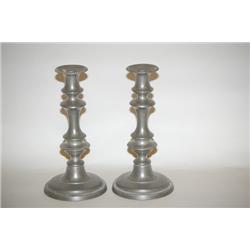 PAIR 19TH CENT. PEWTER PUSH-UP CANDLESTICKS - 19TH CENT. ENG