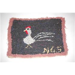 FOLKY FIGURAL HOOKED RUG - CONTEMPORARY FOLK ART HOOKED RUG 