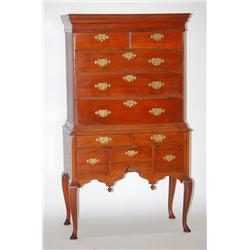 NEW ENGLAND QUEEN ANNE HIGHBOY - WALNUT & PINE HIGHBOY TOP C