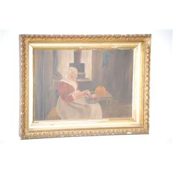 F.V.C. OIL PAINTING ON ARTISTS BOARD PORTRAIT OF AN OLD WOMA
