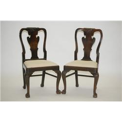 PR. CHIPPENDALE CARVED SIDE CHAIRS - ENGLISH MAHOGANY CHAIRS