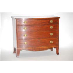 NEW ENGLAND HEPPLEWHITE BOWFRONT CHEST - MAHOGANY CHEST W/ 4