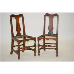 PR. WILLIAM & MARY YOKE BACK SIDE CHAIRS - (2) ENGLISH WALNU