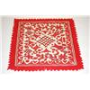 Image 1 : 19TH CENT. FOLK ART APPLIQUE TABLE COVER - CUT RED FELT SHAP