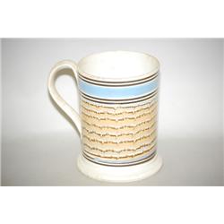 COMBED BAND MOCHAWARE TANKARD - 5 3/4" PEARLWARE MOCHA TANKA