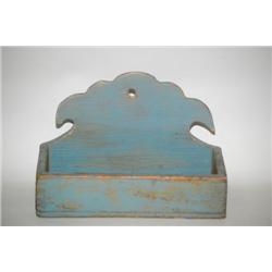 PAINTED WOODEN WALL BOX - LATE 19TH-EARLY 20TH CENT. PINE WA