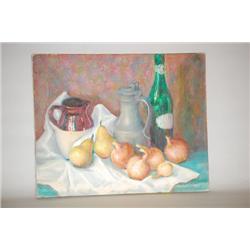 BESSIE DE FEO OIL ON CANVAS PAINTING OF KITCHEN STILL LIFE W