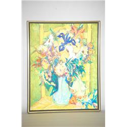 CHARLES DE FEO OIL ON ARTISTS BOARD STILL LIFE OF A VASE OF 