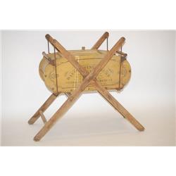 PAINTED DAVIS SWING CHURN - VICT. ROCKING BUTTER CHURN W/ CR