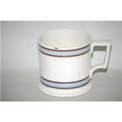 BANDED & ENGINE TURNED MOCHAWARE MUG - 4" PEARLWARE MOCHA MU
