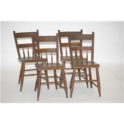 (4) GRAIN PAINTED WINDSOR CHAIRS - SET (4) 19TH CENT. HALF S