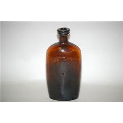 7 1/2" STODDARD DOUBLE MOLD FLASK - AMBER STODDARD BLOWN "PA