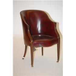 HEPPLEWHITE BARREL BACK ARMCHAIR - ENGLISH MAHOGANY CHAIR W/