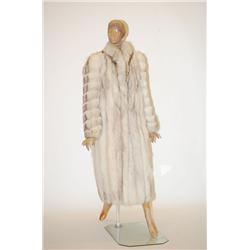 LADIES SILVER FOX FUR COAT - FULL LENGTH SILVER FOX FUR COAT
