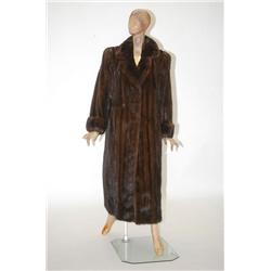 LADIES BROWN MINK FUR COAT - FULL LENGTH BROWN MINK FUR COAT