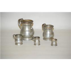 (5) GRADUATED PEWTER MEASURES - (5) 19TH CENT. ENGLISH BELLI