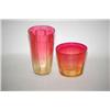 Image 1 : LOT (2) AMBERINA ART GLASS TUMBLERS - (1) 2 1/4" SHORT TUMBL