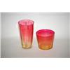Image 2 : LOT (2) AMBERINA ART GLASS TUMBLERS - (1) 2 1/4" SHORT TUMBL