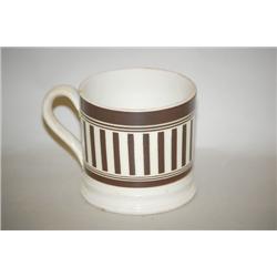 BANDED MOCHAWARE MUG - 4" CREAMWARE MOCHA MUG W/ HORIZONTAL &