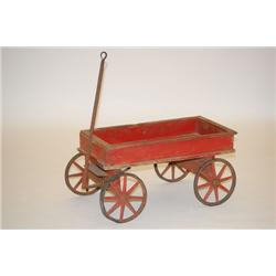 PAINTED CHILDS WAGON - 19TH-EARLY 20TH CENT. RED PAINTED CHI