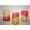 Image 2 : LOT (3) AMBERINA ART GLASS TUMBLERS - (1) 3 3/4" QUILTED TUM