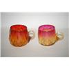 Image 1 : LOT (2) AMBERINA ART GLASS PUNCH CUPS - (1) 2 5/8" DIAMOND Q