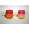 Image 2 : LOT (2) AMBERINA ART GLASS PUNCH CUPS - (1) 2 5/8" DIAMOND Q