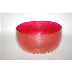 4 3/4" AMBERINA ART GLASS FINGER BOWL - DIAMOND QUILTED PATT
