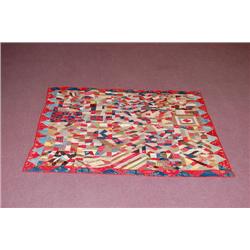 19TH CENT. HANDSEWN QUILT - 19TH CENT. QUILT W/ LOG CABIN & 