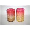Image 1 : LOT (2) AMBERINA CUT GLASS TUMBLERS - (1) 3 3/4" DIAMOND QUI