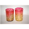 Image 2 : LOT (2) AMBERINA CUT GLASS TUMBLERS - (1) 3 3/4" DIAMOND QUI