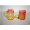 Image 1 : LOT (2) AMBERINA ART GLASS PUNCH CUPS - (1) 2 3/4" QUILTED D