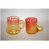 Image 2 : LOT (2) AMBERINA ART GLASS PUNCH CUPS - (1) 2 3/4" QUILTED D
