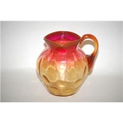 4 3/4" AMBERINA ART GLASS PITCHER-INVERTED THUMBPRINT PATTER