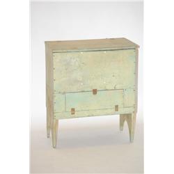 PRIMITIVE PAINTED COVERED BIN W/ CLOSED CUBBY - 19TH- EARLY 