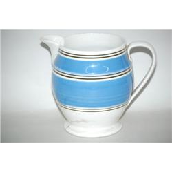 BANDED MOCHAWARE PITCHER - 7 3/4" BARREL FORM PITCHER W/ 2 W
