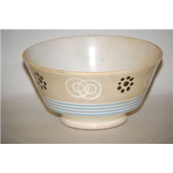 GRAPHIC DECORATED MOCHAWARE BOWL - 7 3/4" BANDED CREAMWARE B