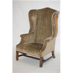 OLD CHIPPENDALE STYLE HIGH BACK WING CHAIR - MAHOGANY HIGH B