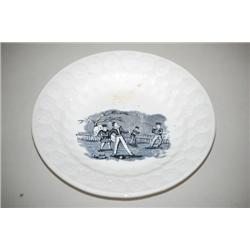 6" STAFFORDSHIRE TRANSFER CHILDS PLATE - STAFFORDSHIRE BLACK