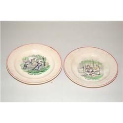 (2) 7" STAFFORDSHIRE TRANSFER CHILDS ABC PLATES W/ POLYCHROM