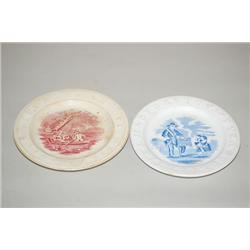 (2) STAFFORDSHIRE TRANSFER CHILDS ABC PLATES - (1) 7 1/8" RE