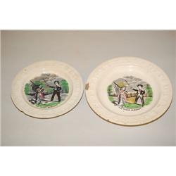(2) STAFFORDSHIRE TRANSFER CHILDS ABC PLATES W/ POLYCHROME D