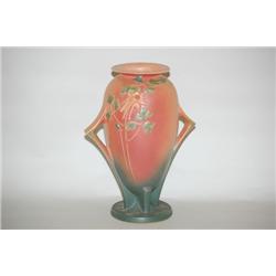 12 1/4" ROSEVILLE POTTERY COLUMBINE VASE - PINK SHADED TO GR