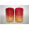 Image 1 : (2) AMBERINA ART GLASS TUMBLERS - (1) 3 3/4" DIAMOND QUILTED