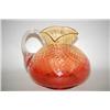 Image 2 : LARGE BULBOUS AMBERINA ART GLASS PITCHER - DIAMOND QUILTED P