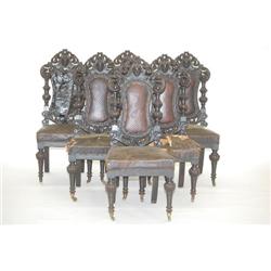 (6) HIGHLY CARVED VICTORIAN DINING ROOM CHAIRS - RENAISSANCE