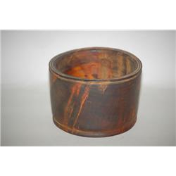 19TH CENT. TURNED WOODEN SALT HOLDER - LIGNUM VITAE TURNED S