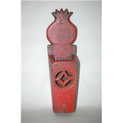 PRIMITIVE PAINTED WOODEN WALL BOX - 12 1/2" WALL BOX W/ STYL